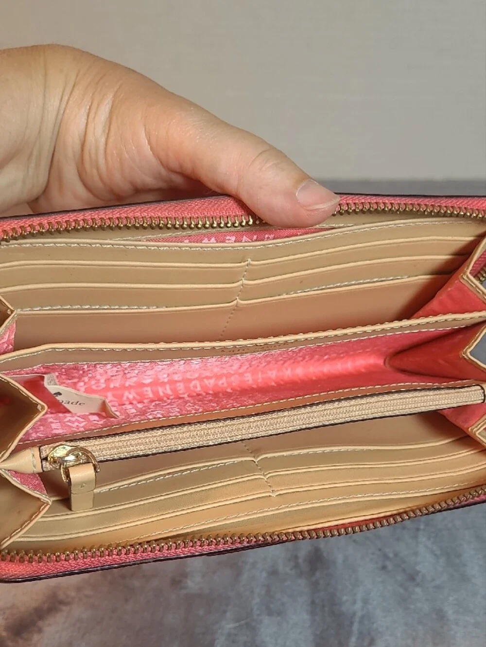 Kate Spade New York Neda From Wellesley Coral Pink Zip-around Leather Wallet